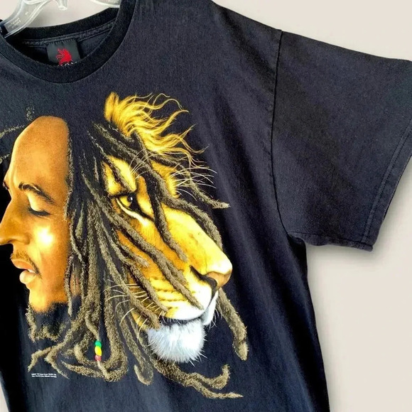 Bob Marley 2007 Lion Head Zion Rootswear Short Sleeve Tee Shirt Size 1X Black - Picture 5 of 12